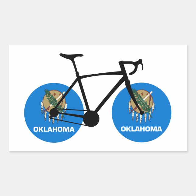 Pegatina Rectangular Ciclismo con bandera de Oklahoma (Anverso)
