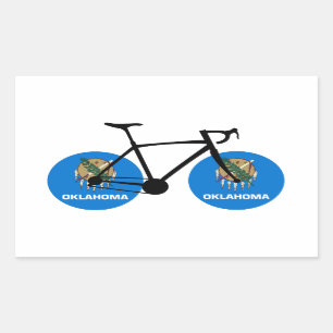 Pegatina Rectangular Ciclismo con bandera de Oklahoma