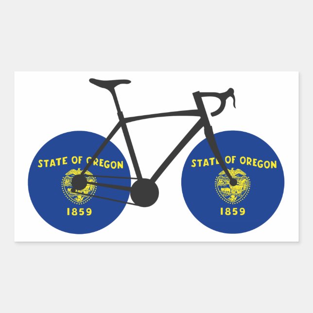 Pegatina Rectangular Ciclismo con bandera de Oregón (Anverso)