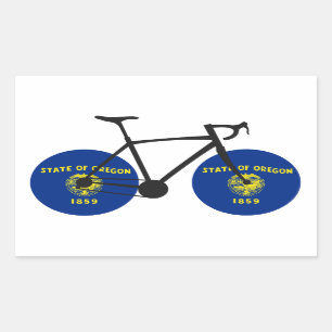 Pegatina Rectangular Ciclismo con bandera de Oregón
