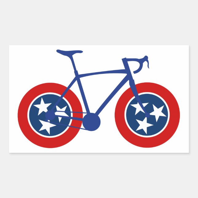 Pegatina Rectangular Ciclismo con bandera de Tennessee (Anverso)