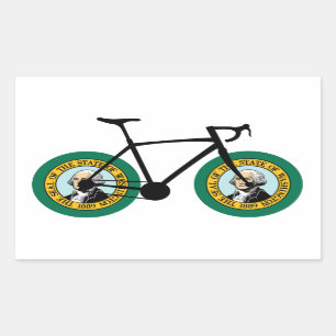 Pegatina Rectangular Ciclismo con bandera de Washington