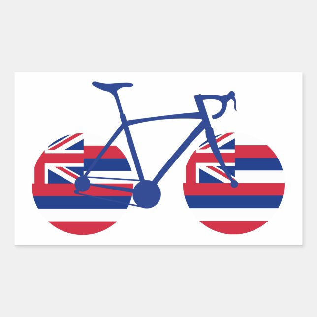 Pegatina Rectangular Ciclismo con bandera hawaiana (Anverso)