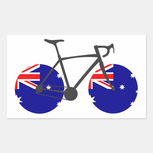 Pegatina Rectangular Ciclismo de bandera de Australia (Anverso)