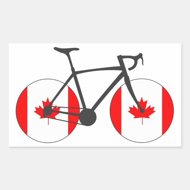 Pegatina Rectangular Ciclismo de bandera de Canadá (Anverso)