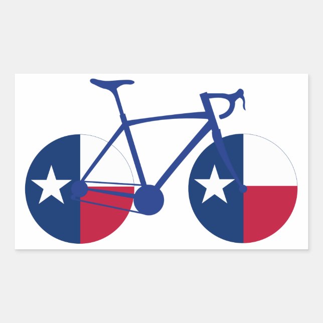Pegatina Rectangular Ciclismo de bandera de Texas (Anverso)