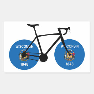 Pegatina Rectangular Ciclismo de bandera de Wisconsin
