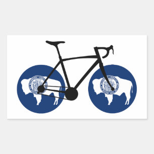 Pegatina Rectangular Ciclismo de la bandera de Wyoming