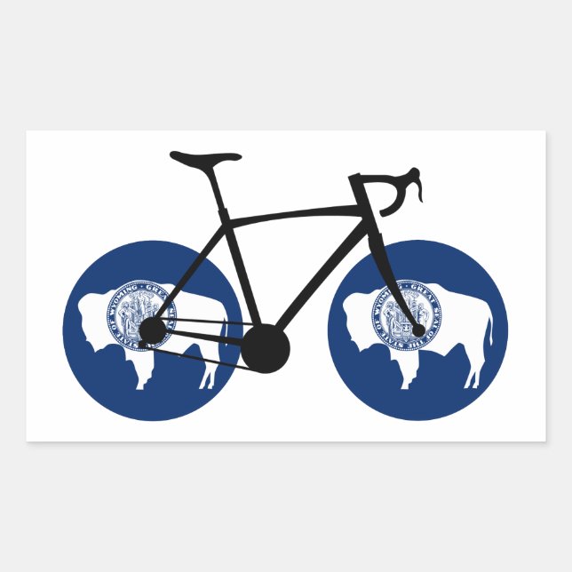 Pegatina Rectangular Ciclismo de la bandera de Wyoming (Anverso)
