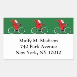 Pegatina Rectangular Ciclismo Santa Claus
