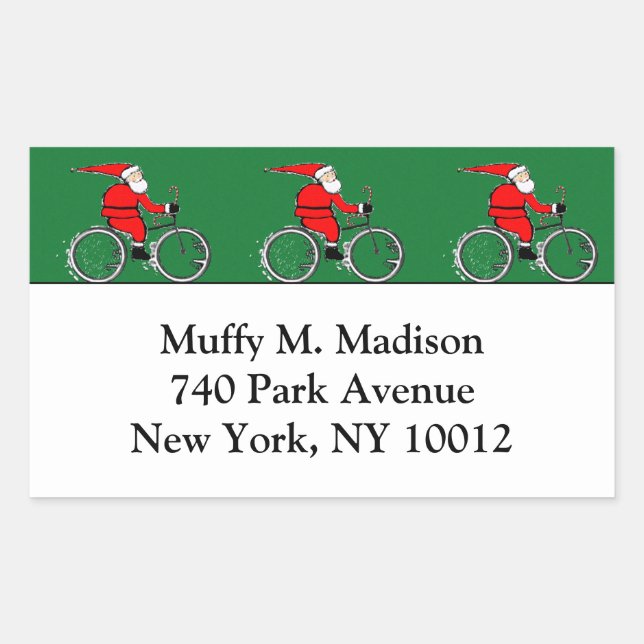 Pegatina Rectangular Ciclismo Santa Claus (Anverso)