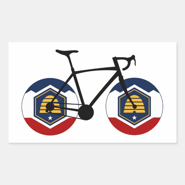 Pegatina Rectangular Ciclismo Utah Flag (Anverso)