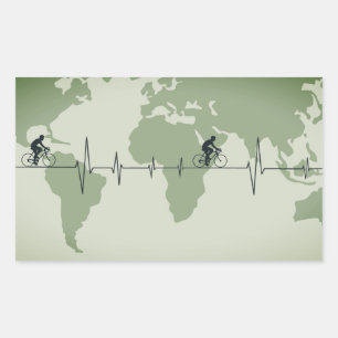 Pegatina Rectangular Ciclismo Vida, viajero mundial