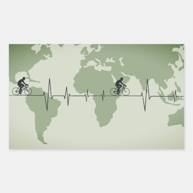 Pegatina Rectangular Ciclismo Vida, viajero mundial (Anverso)