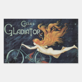 Pegatina Rectangular Ciclos de gladiador, Art Nouveau victoriano vintag