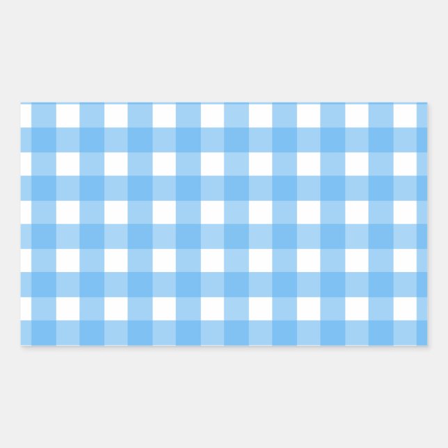Pegatina Rectangular Cielo azul gingham (Anverso)