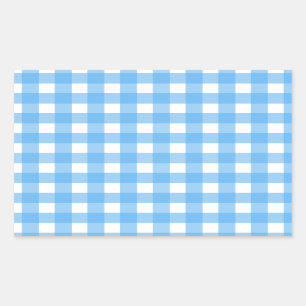 Pegatina Rectangular Cielo azul gingham