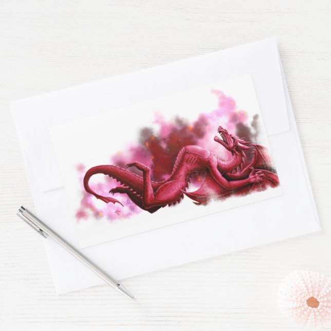 Pegatina Rectangular Cielo rojo en la mañana (Sobre)