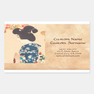 Pegatina Rectangular Cien figuras de bellezas con kimonos de Takasago