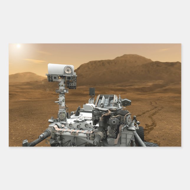 Pegatina Rectangular Cierre de Marte Curiosity Rover (Anverso)