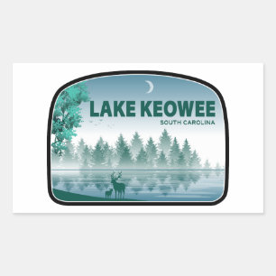 Pegatina Rectangular Ciervo Lago Keowee Carolina del Sur
