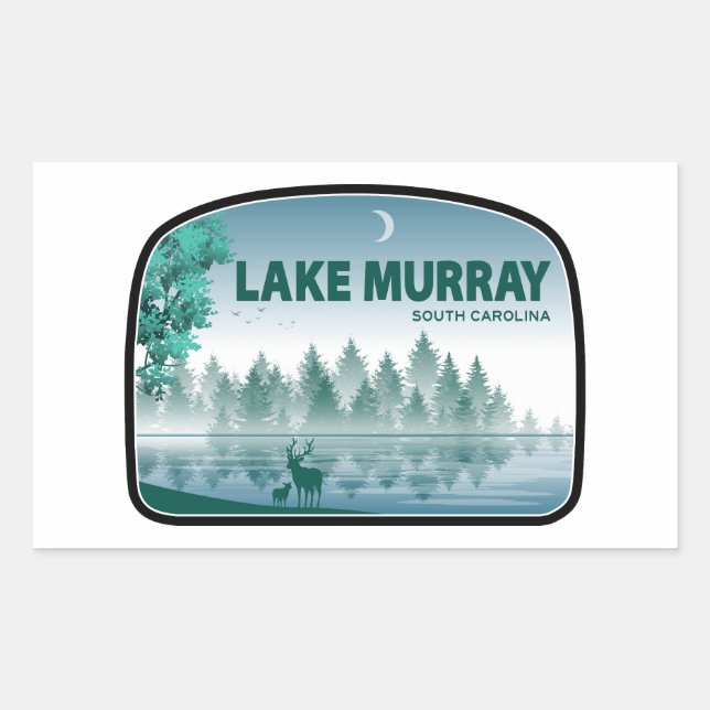 Pegatina Rectangular Ciervo Lake Murray Carolina del Sur (Anverso)