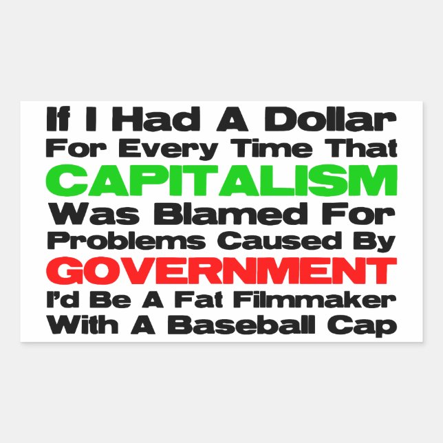 Pegatina Rectangular Cineasta Gordo Con Gorra De Béisbol (Anverso)