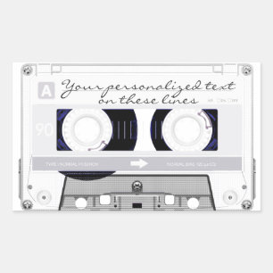 Pegatina Rectangular Cinta cassette - blanco -
