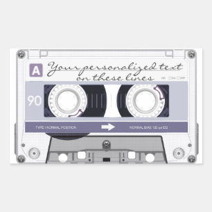 Pegatina Rectangular Cinta cassette - gris -
