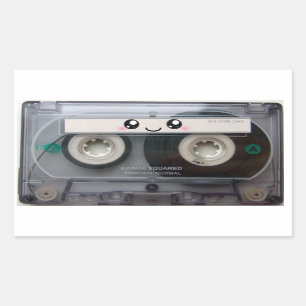 Pegatina Rectangular Cinta de casete linda de Kawaii