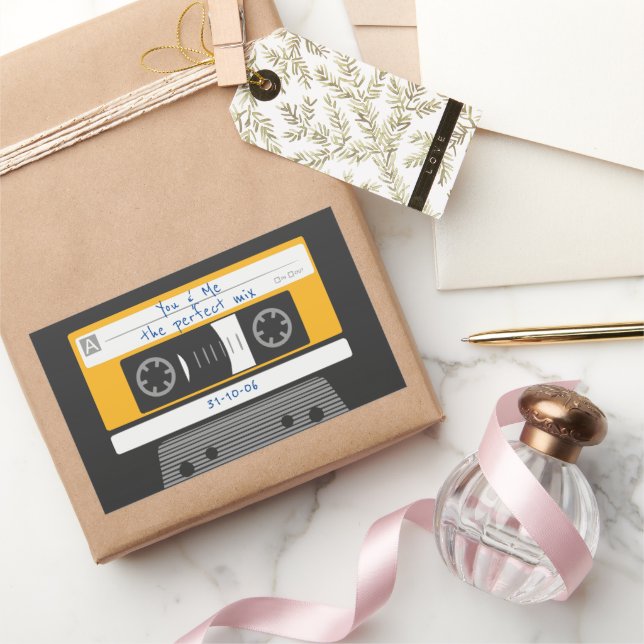 Pegatina Rectangular Cinta de Cassette de los años 1980 (Regalar)