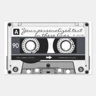 Pegatina Rectangular Cinta de cassette - negro -