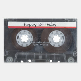 Pegatina Rectangular Cinta De Cassette Para Cumpleaños