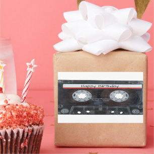 Pegatina Rectangular Cinta De Cassette Para Cumpleaños