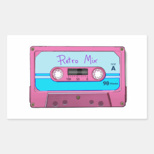 Pegatina Rectangular Cinta de cassette retro