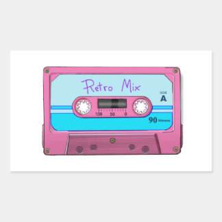 Pegatina Rectangular Cinta de cassette retro