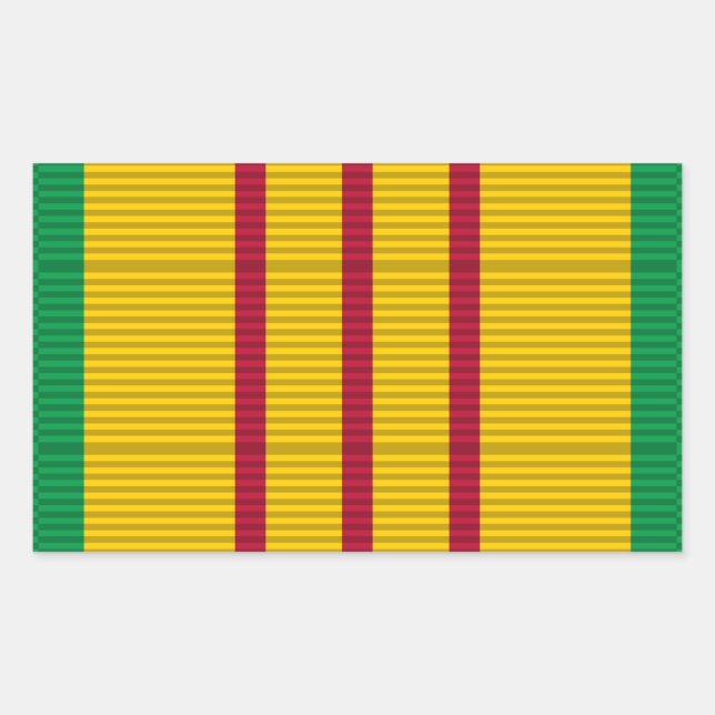 Pegatina Rectangular Cinta de la Medalla de Servicio de Vietnam (Anverso)