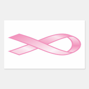 Pegatina Rectangular Cinta del rosa del cáncer de pecho
