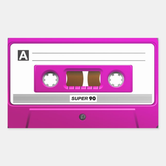 Pegatina Rectangular Cinta rosa (Anverso)