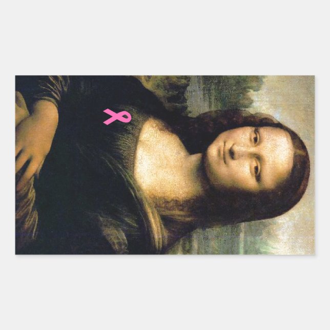 Pegatina Rectangular Cinta rosa Mona Lisa (Anverso)
