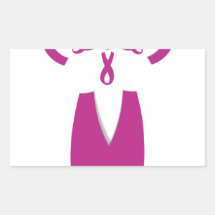 Pegatina Rectangular Cinta rosa para la prevención del cáncer de mama