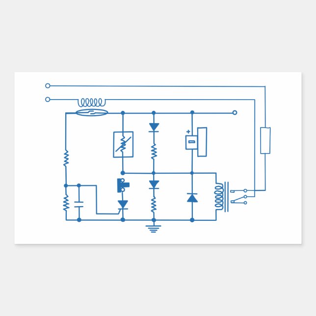 Pegatina Rectangular circuito eléctrico vintage (Anverso)