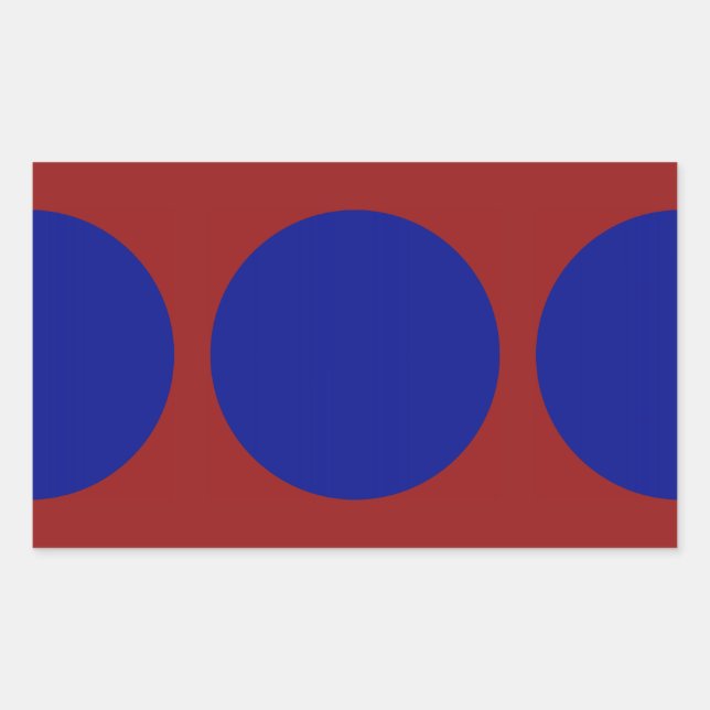 Pegatina Rectangular Círculos azules en rojo (Anverso)