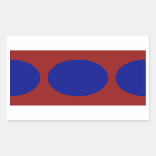 Pegatina Rectangular Círculos azules en rojo