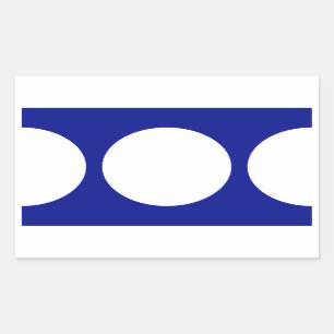 Pegatina Rectangular Círculos blancos en azul
