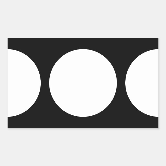 Pegatina Rectangular Círculos blancos en negro (Anverso)
