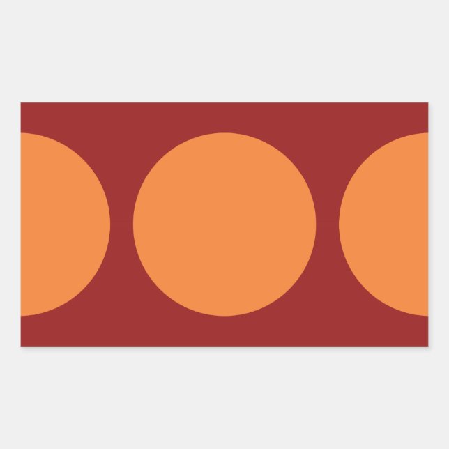 Pegatina Rectangular Círculos naranjas en rojo (Anverso)