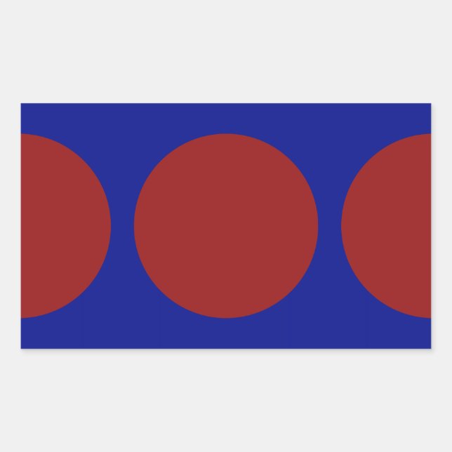 Pegatina Rectangular Círculos rojos en azul (Anverso)
