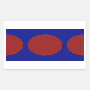 Pegatina Rectangular Círculos rojos en azul