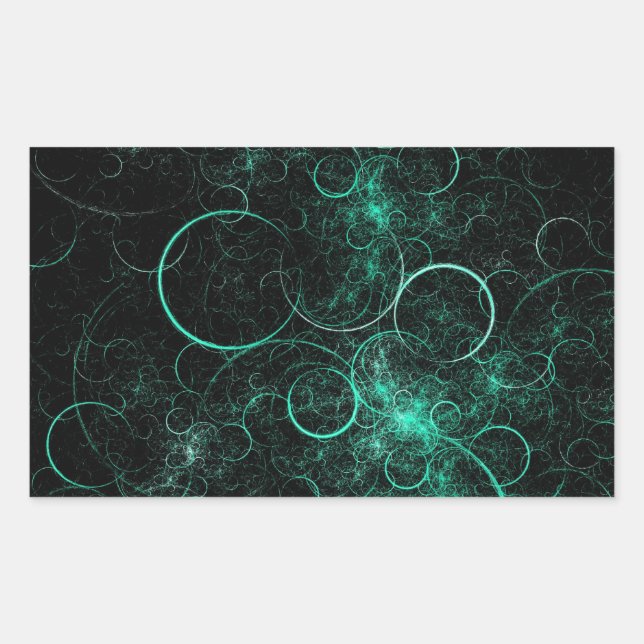 Pegatina Rectangular Círculos verde azulados (Anverso)